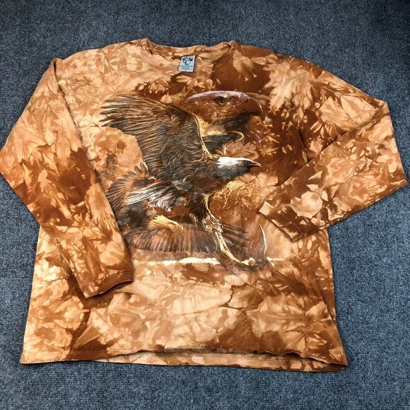Back to Earth Mens XL Tie Dye Long Sleeve Eagle T Shirt Vintage USA 90’s Y2K