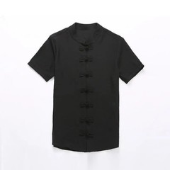Summer Thin Pure Color Men’s Shirt Collar Button up Short Sleeve Slim Fit Casual
