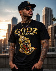 Walking in GODZ SHADOW Christian Pro Club Shaka Men’s Tee Shirt Streetwear