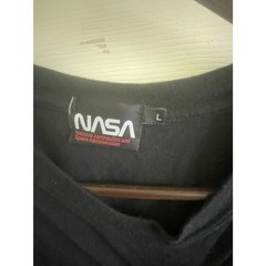 NASA Short-Sleeve Shirt – L – Cotton – Y2K Astronaut TeeShirt – Black White Red