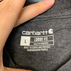 Carhartt Shirt Mens Large Gray Ribbed Knit Graphic Logo Loose Fit Heavyweight