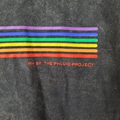 Phluid Project Graphic T Shirt Smiley Face Rainbow Unisex L Black Mineral Wash