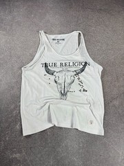 VTG 00s y2k True Religion Washed Avant Garde Rhinstone T-Shirt Tank Top Tee