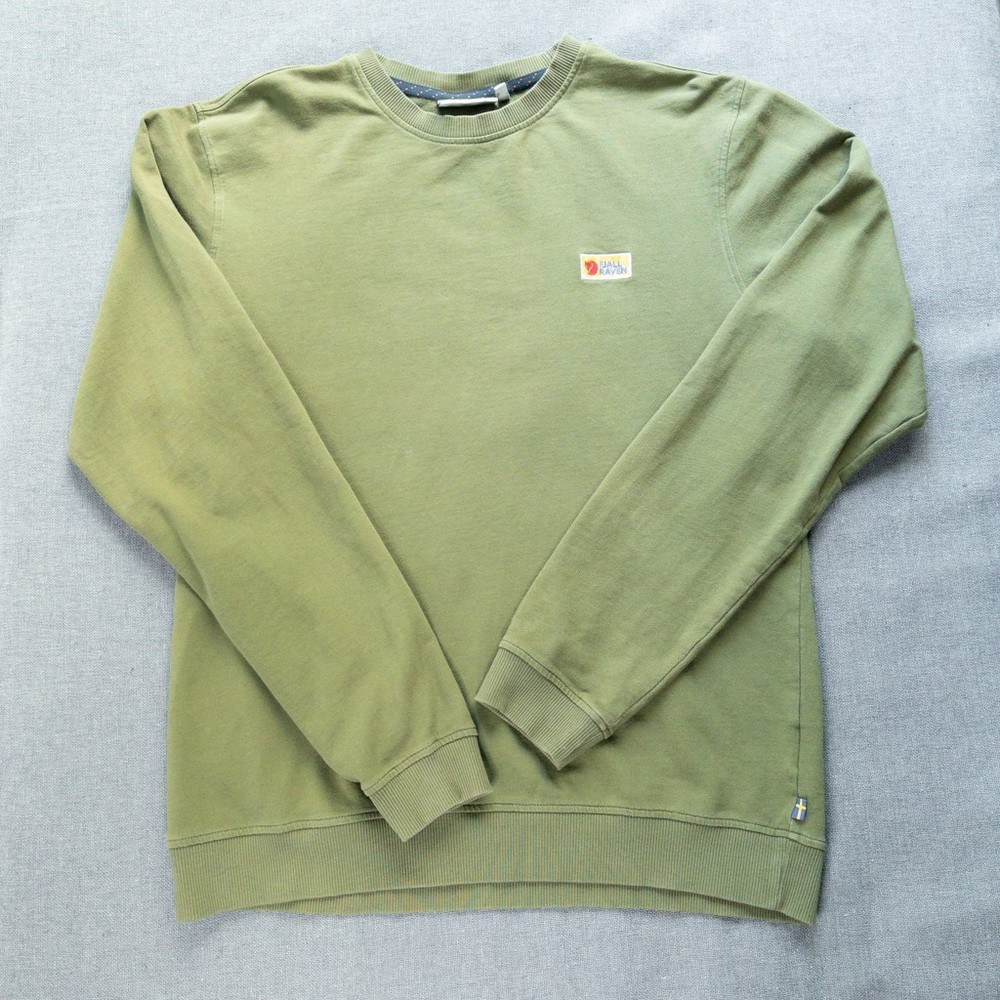 Fjallraven Long Sleeve Top Khaki Olive Green Crewneck Pullover Men’s L Cotton
