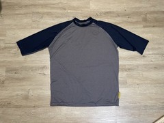 EvoShield Shirt Mens Sz L Large 3/4 Sleeve Raglan Gray Blue Performance Baseball