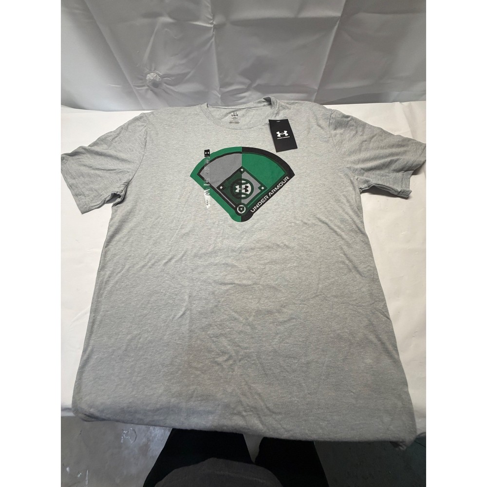 Under Armour Mens Baseball Icon SS MFO T-Shirt Gray Green Large 1383944 NEW