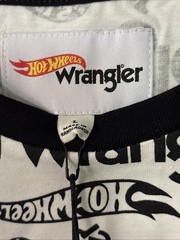 Wrangler Hot Wheels Tee Men Large L Large Black White All Over Print Logo Cotton