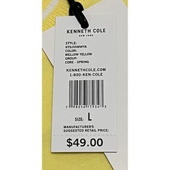 Kenneth Cole New York Mens Mellow Yellow Logo Graphic T-Shirt White Trim NWT L