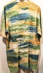 ELEPHANT SHIRT ALL OVER PRINT HAND DYED DEEP SEA MENS XL LONG AOP AFRICA ART !!!