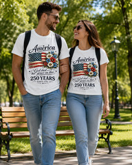 250th Anniversary Flag Floral USA Flag Patriotic 4th of July T-Shirt
