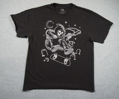 aLab Shirt Mens Large Black Skateboard Tee Streetwear Grim Reaper Skull Skeleton