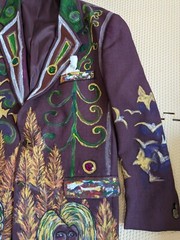 Artisan OOAK Upcycled Hand painted Blazer Jacket Colorful People Jewels 23″ PTP