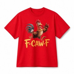 Funny Cartoon Running Rooster F‑CAW‑F Retro Graphic Cotton T‑Shirt Unisex