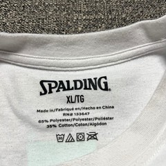 Spalding Basketball T Shirt White Teal Double Sided Relaxed Fit Mens XL Sports