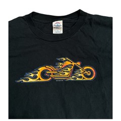 VTG Motorcycle Flames Long Sleeve Tee Shirt Mens Cycle Leather 2003 Black XXL