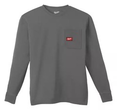 Milwaukee Men’s XL Gray GRIDIRON Cotton/Polyester LS Pocket T-Shirt 606G-XL