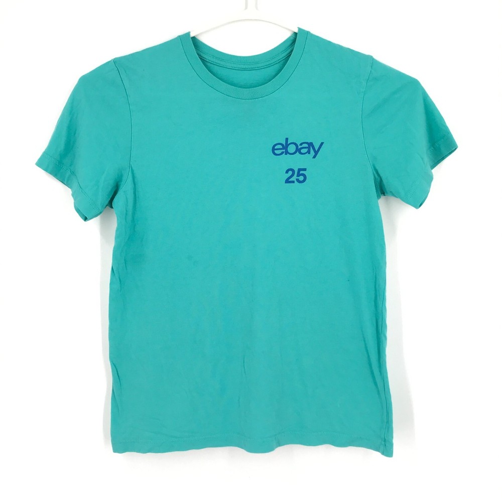 eBay Mens Shirt Large Green Blue Short Sleeve Crew Neck 25th Anniversary