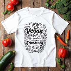 Vegan T Shirt for Men The Animals Earth Peace Compassion Mens Top Gift for Him