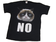 Grumpy Cat “NO” T-shirt ~ Black ~ Unisex Adult ~ Sz L ~ Chest 43 in