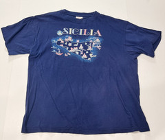 VTG T-Shirt Sicilia Sicily Italy Men Size XXL Blue 1960s Graphic