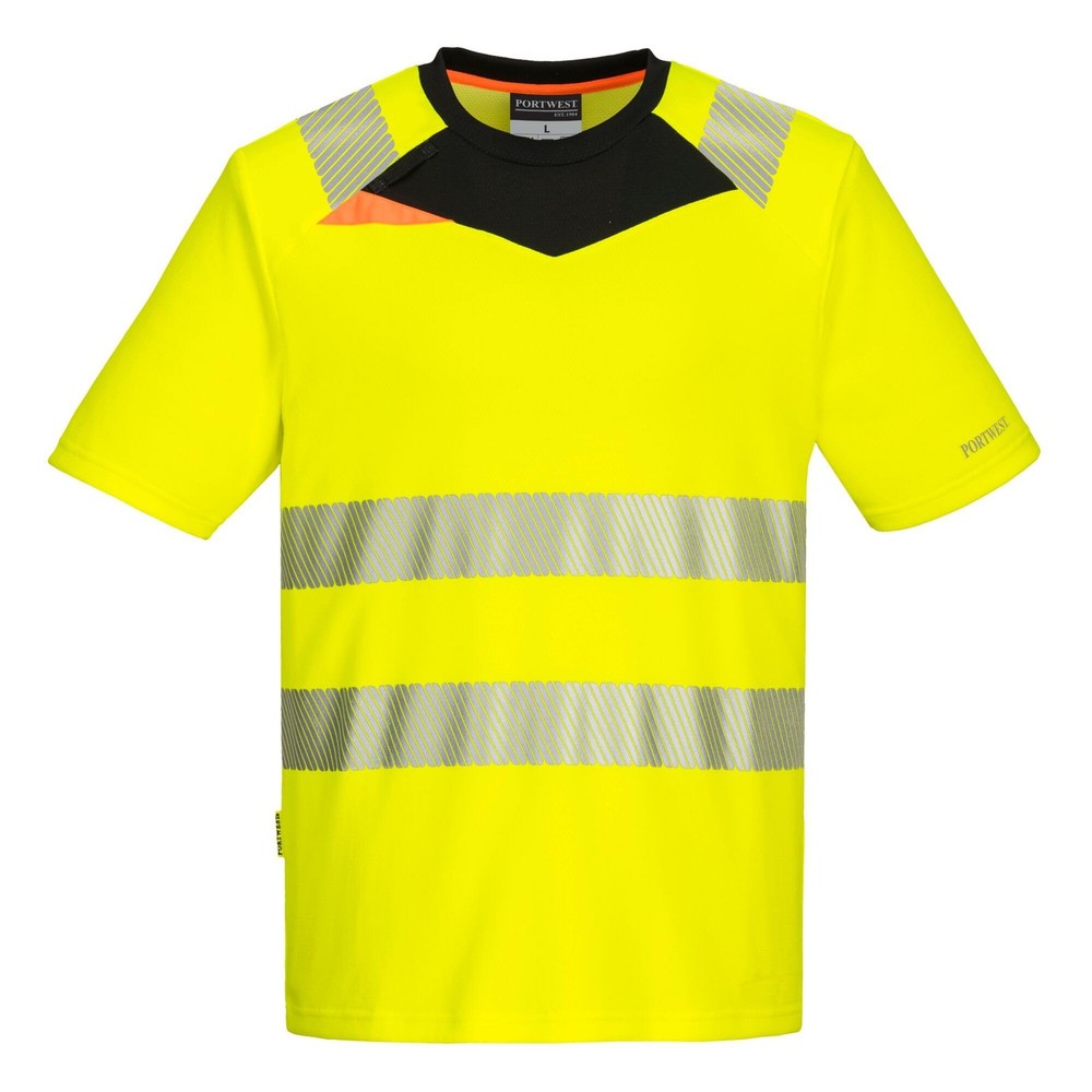 DX413 Men’s DX4 Hi Vis Safety T-Shirt – Short Sleeve Reflective Slim Fit Desi…