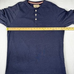 The Normal Brand Mens Henley Large Navy Blue Raglan Long Sleeve Cotton Blend