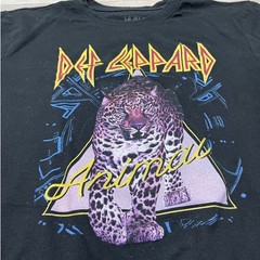 Def Leppard Animal T-Shirt Vintage Graphic Band Tee Black Short Sleeve Size S