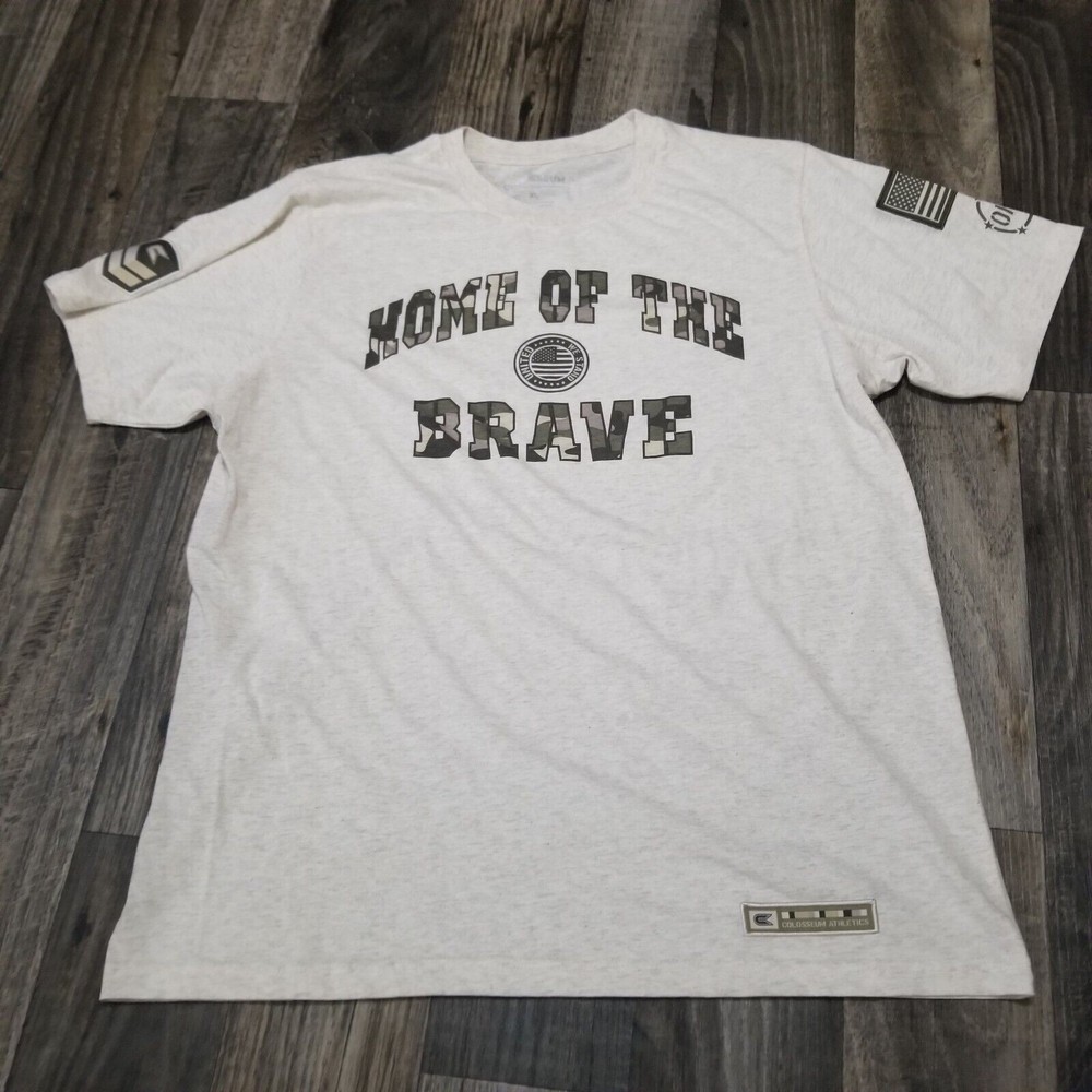 Mens Colosseum Tee T-Shirt Military Home of the Brave Camo Large Oht XL Gray