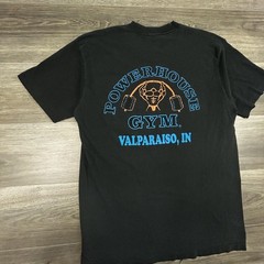 Vintage Powerhouse Gym Shirt Mens Large Black Bodybuilding Single Stitch USA 90s