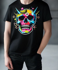 Poly-Cotton Blend Custon T-Shirt Skull Black XS/S/M/L/XL