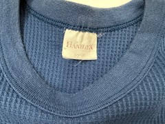 Vintage 80s Waffle-Knit Thermal Shirt Men Large Tight Stretch Outdoors Blue USA