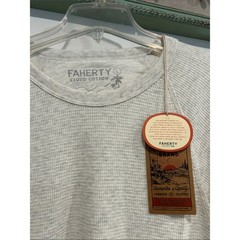 Faherty Oatmeal ivory Heather Long Sleeve waffle Crew cloud cotton men’s large
