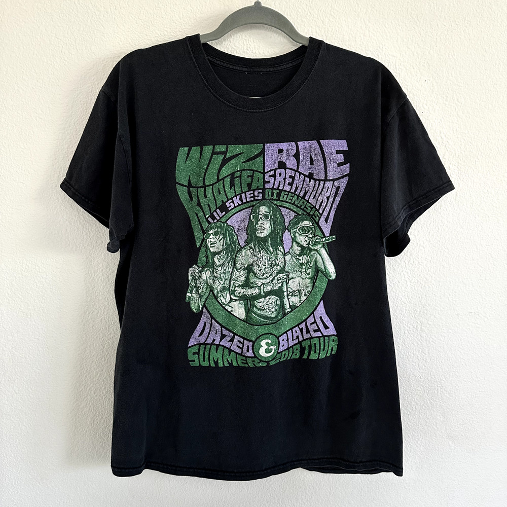 Wiz Khalifa Rae Sremmurd Dazed And Blazed Summer 2018 Tour Black T-Shirt Size L