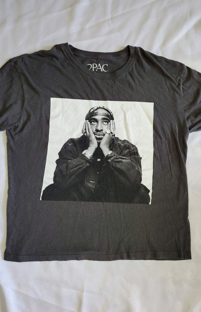 2PAC T- shirt distressed graphic t-shirt with Tupac with hands on his face