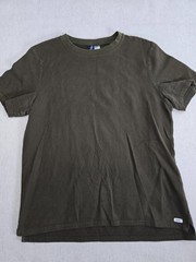Divided by H&M Shirt Mens L Army Green Textured Crew Neck Short Sleeve Pullover