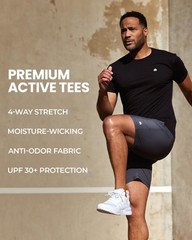 Workout Shirts for Men Fitted Dry Fit Athletic Gym Running Sport Tees Mens Ts…