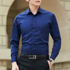 Men Solid Color Business Shirt Fashion Classic Basic Casual Slim Long Sleeve New