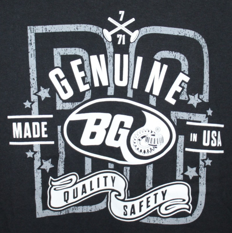 BG Genuine Made In USA Safety Quality Graphic T Shirt XL Black Automotive Tee