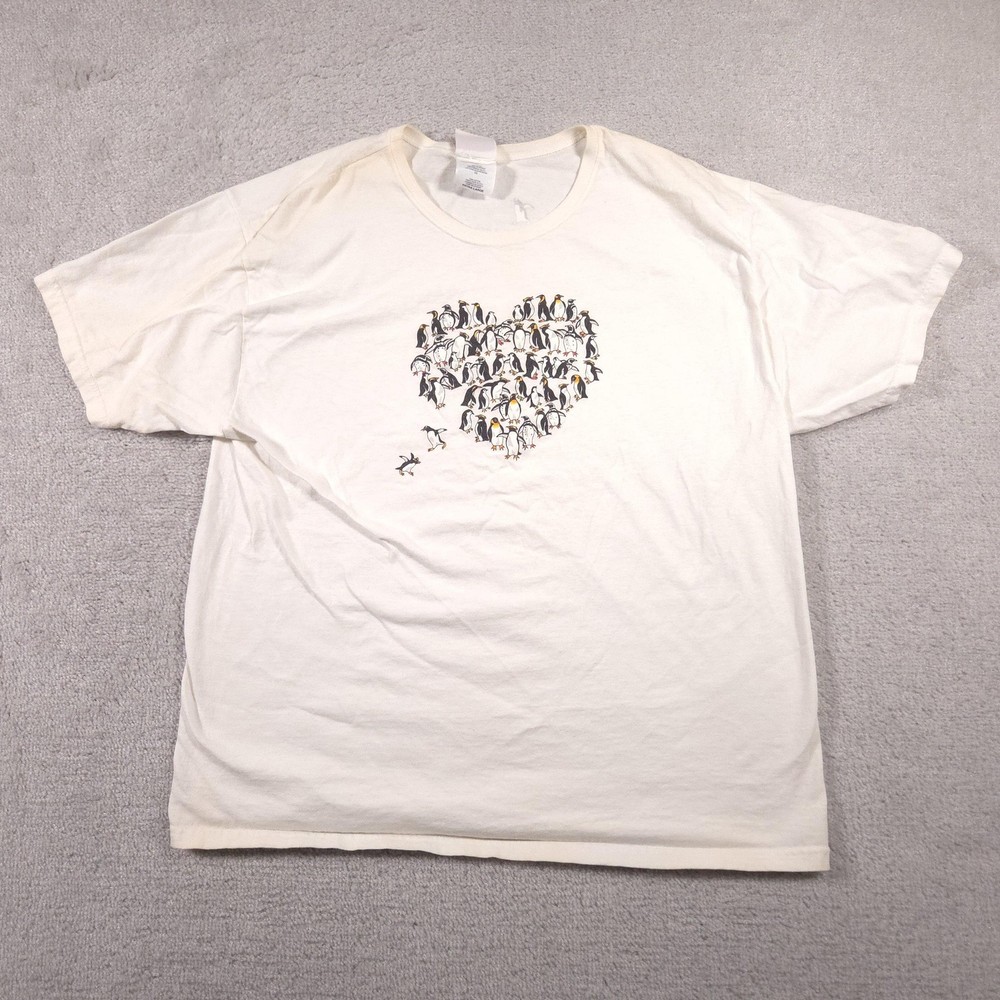 Vintage Discovery Channel Store Shirt Mens Extra Large Penguin Heart Graphic 90s