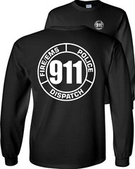 911 Dispatch Long Sleeve 911 Operator Fire EMS Police Circle