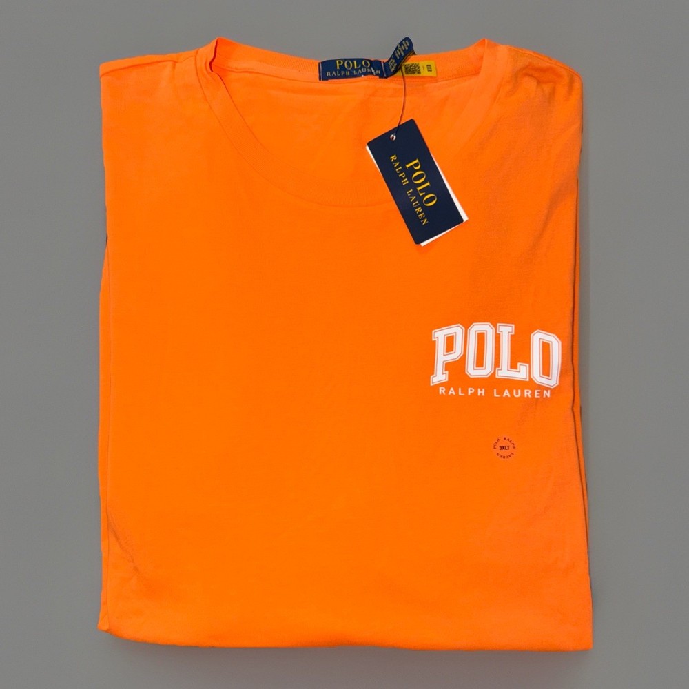 Polo Ralph Lauren T-Shirt Mens 2XB Orange Graphic Logo Big Man NWT