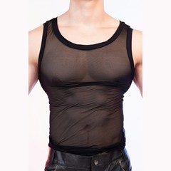 Men’s Sports Sleeveless Vest Sheer Mesh Tank Top Nightclub Party Shirt