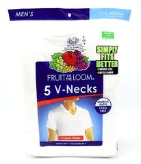 15 White Small S 34-36 Inch V-Neck T-Shirts Fruit Of The Loom C/P 86-91 CM