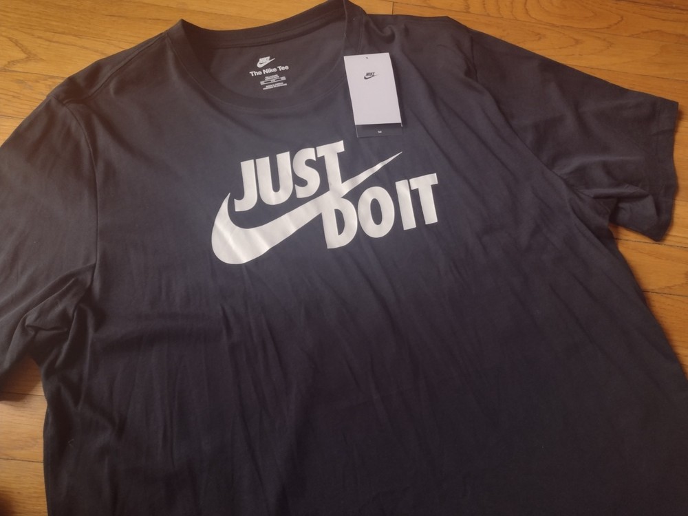 NWT, Nike Men’s Size 2XLT “Just Do It ” T-Shirt Black Style # AR5006-011 Black