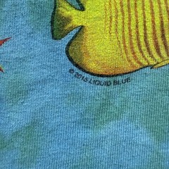 Liquid Blue Shirt Mens Large Blue Sea Turtle Ocean Fish Graphic Tie Dye Tee