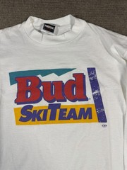 1980s Budweiser Bud Ski Team Long Sleeve Tshirt White Multi Color Logo Size L