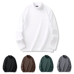 Mens Casual Half Turtleneck Long Sleeve T Shirt Loose Fit Inner Layer Top