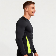 Athletic Long Sleeve Compression Shirts Dry Fit Sports Gym Shirts Outdoor Blue