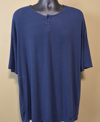 YoungLA Mens Medium Blue Modal Polyester Spandex Oversized Henley T-Shirt