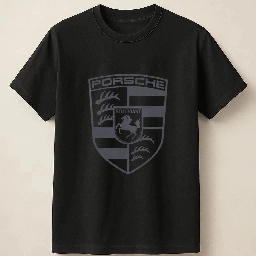 HOT NEW – Stuttgart Crest Blacked Out Automotive Porsche Streetwear T-Shirt